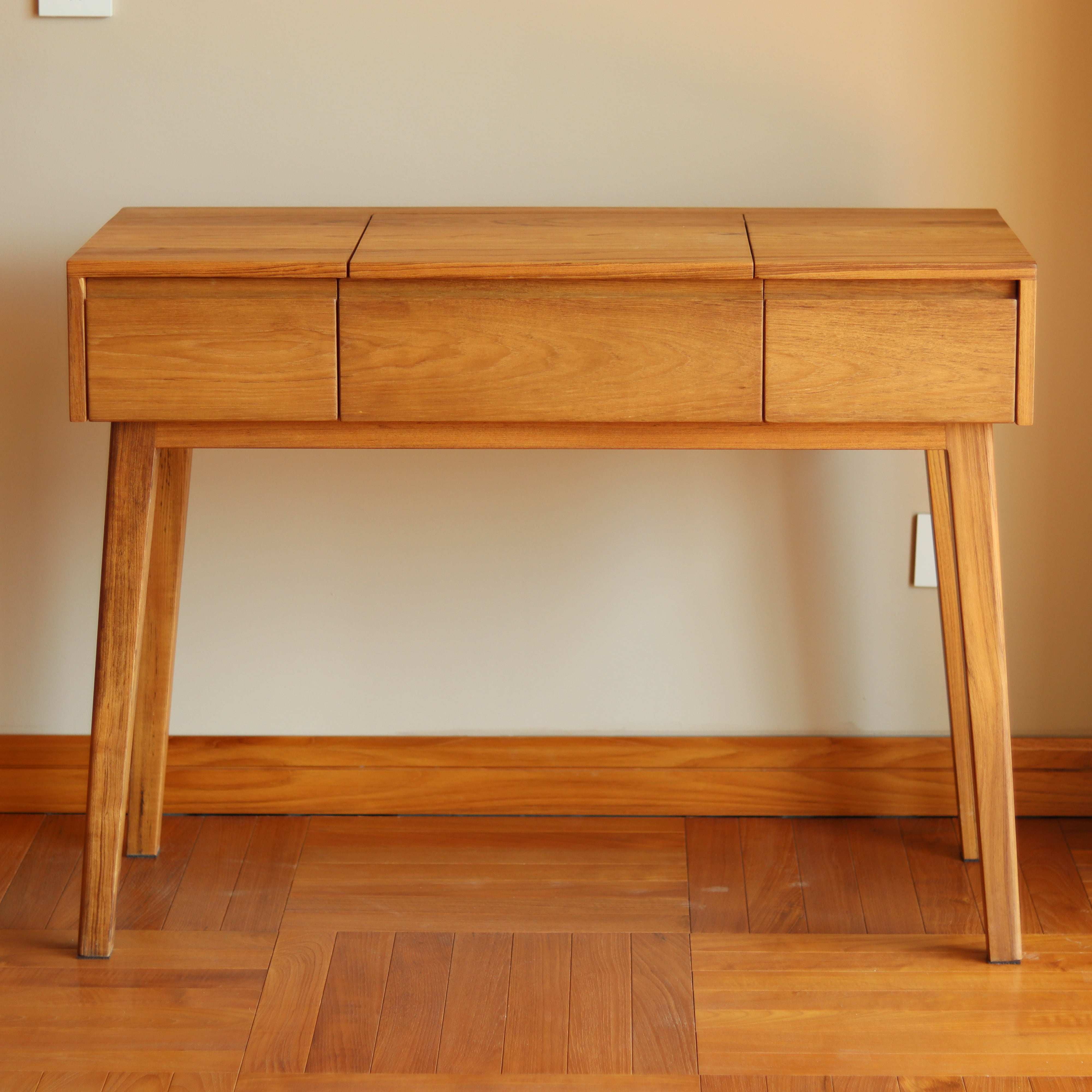 小钟 木兰梳妆台 缅甸柚木全实木带镜化妆桌化妆凳原木风卧室,淘宝优惠券,粉丝福利购,淘宝优惠卷