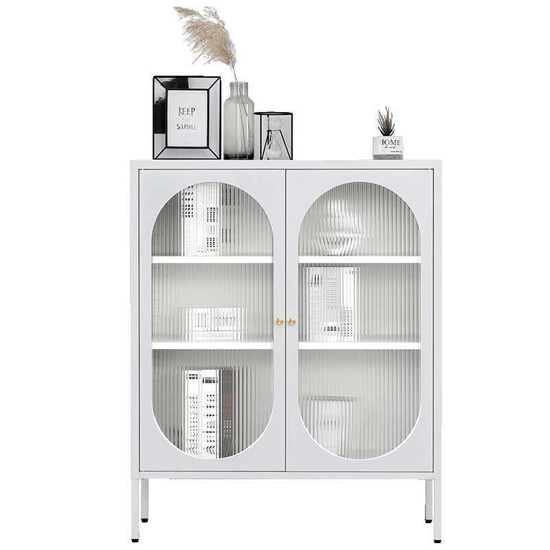 铁艺餐边柜客厅置物柜鞋柜铁皮柜阳台柜钢制储物柜长虹玻璃收纳柜 - 图3