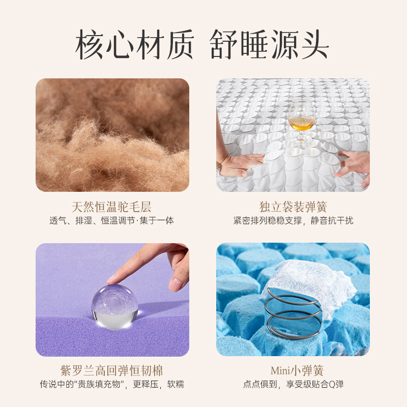爱德华驼云系列韧性记忆棉加厚酒店家用可拆透气独立静音弹簧床垫,淘宝优惠券,粉丝福利购,淘宝优惠卷