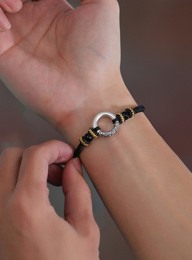 Name.s祥云平安扣手绳手链999足银男款高级轻奢小众男生生日礼物