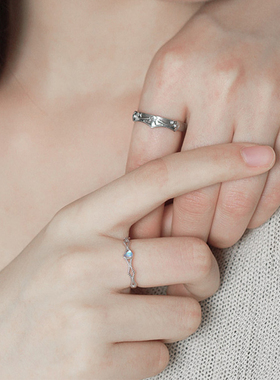 names情侣对戒S925纯银小众设计