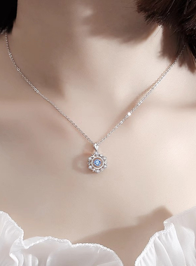 雪花纯银项链女生日礼物