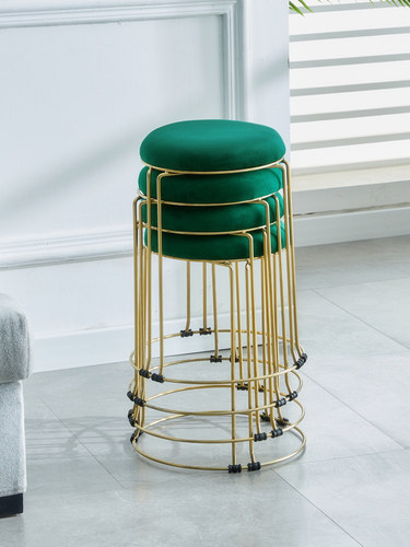 Nordic simple metal round dining cair fasion makeup stool - 图2