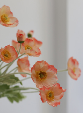 虞美人仿真花假花罂粟客厅干花束插花家居装饰品摆设拍照道具