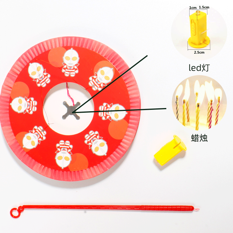 中秋节led灯儿童手提灯笼风琴折叠卡通超人奥特曼老式蜡烛纸灯笼 - 图2