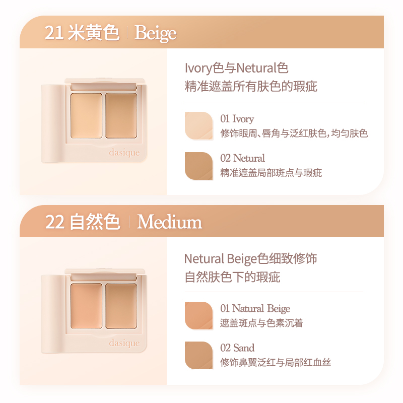 【保税直发 】dasique/代曦可双色遮瑕膏遮黑眼圈痘印斑点遮瑕盘 - 图0