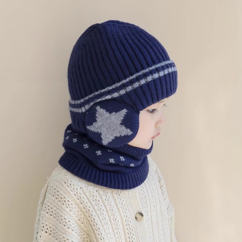 儿童帽子围脖两件套秋冬韩版男童加绒保暖女孩针织毛线宝宝套头帽,淘宝优惠券,粉丝福利购,淘宝优惠卷
