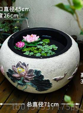 正品庭地院户水景落鱼池流水件古法鱼缸室外造外景布置吐水水摆系