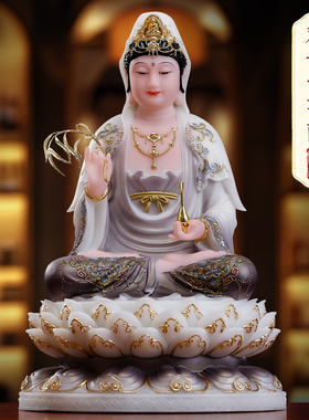 汉白玉叠彩娑婆三圣家用供奉佛像