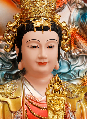 铜彩九龙圣母神像九江莲三圣母