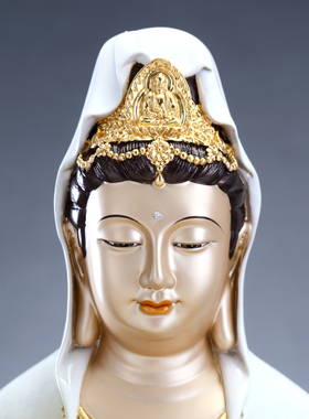 铜掐丝叠染镶宝观音菩萨佛像摆件