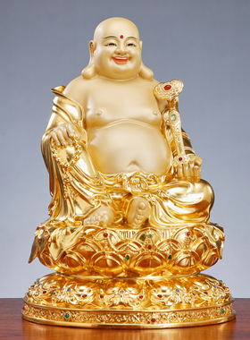 台湾纯铜贴金弥勒佛佛像开心笑佛