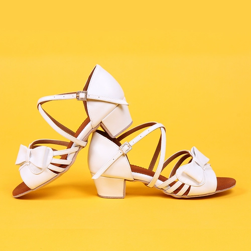 Белая детская обувь, танцующие высокие туфли, мягкая подошва, подходит для начинающих