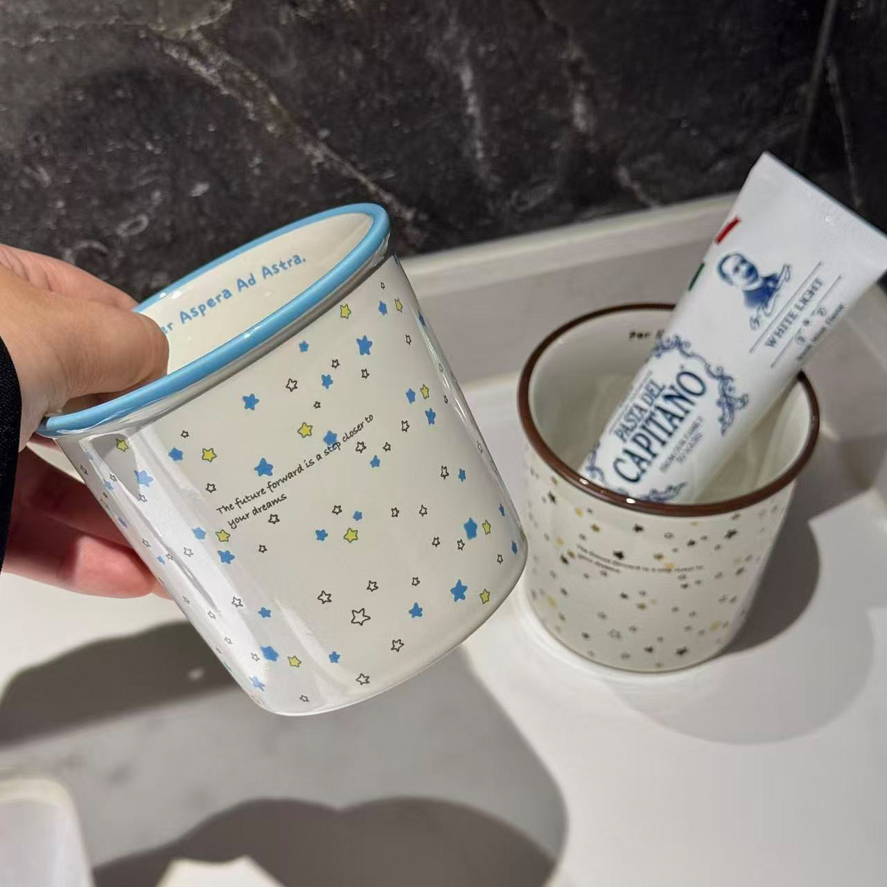 原创可爱星星高颜值漱口杯家用浴室刷牙杯陶瓷牙缸杯情侣洗漱杯子,淘宝优惠券,粉丝福利购,淘宝优惠卷