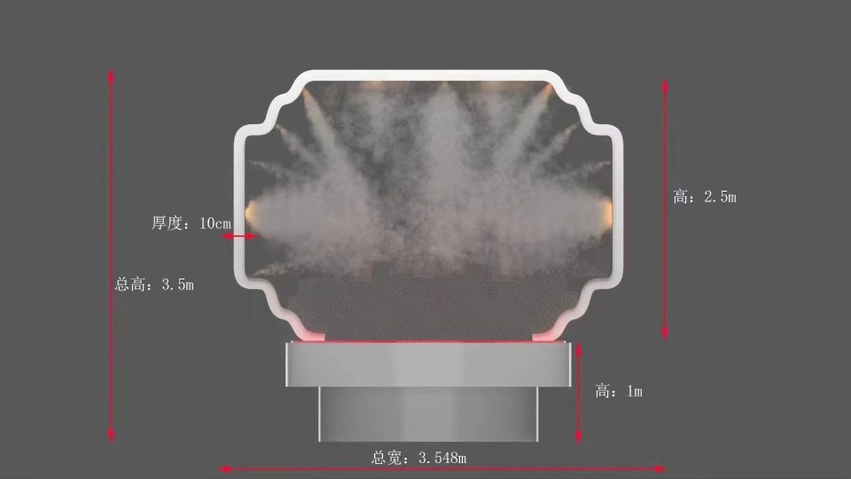 景区圆环立体不锈钢水雾门景观婚礼烟雾门走秀雾化门钣金雕塑装置 - 图1