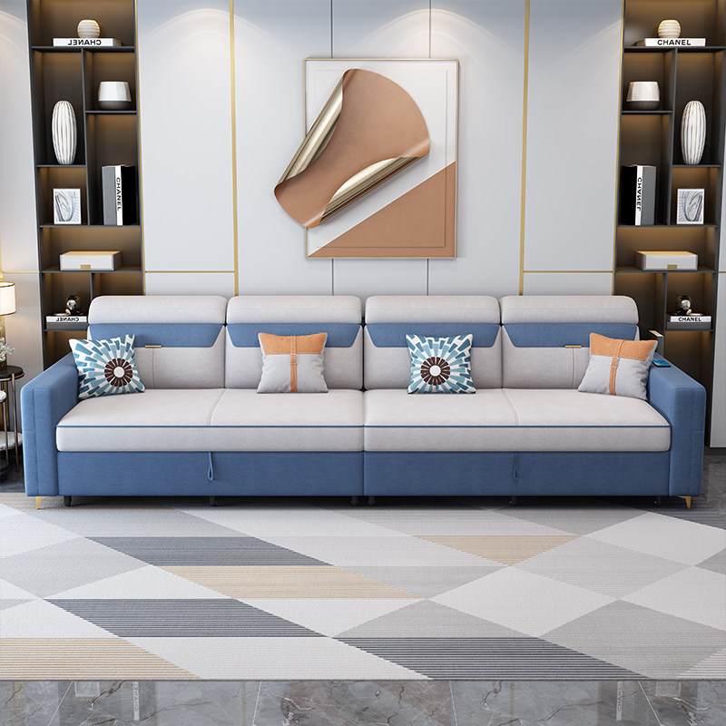 轻奢多功能小户型客厅棉麻布沙发床 以梵沙发床