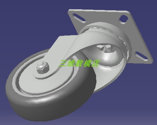 75mm毫米车轮子万向轮stp数模3D三维几何模型旋转叉机构支架结构 - 图1
