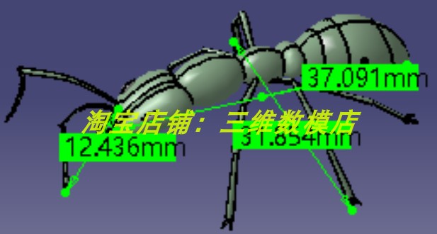 蚂蚁科昆虫动物三维几何数模型3D打印素材节肢动物stp六足触须角 - 图0