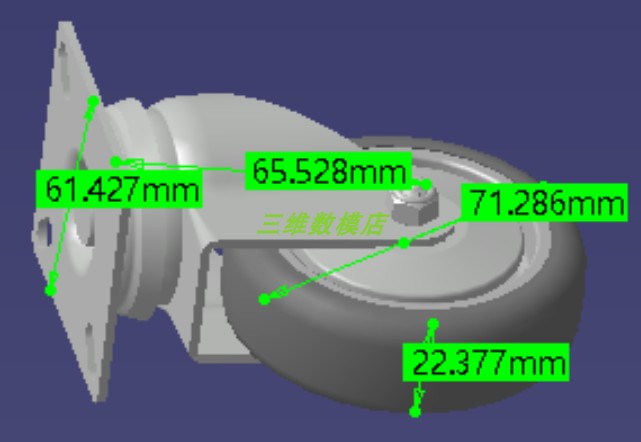 75mm毫米车轮子万向轮stp数模3D三维几何模型旋转叉机构支架结构 - 图0