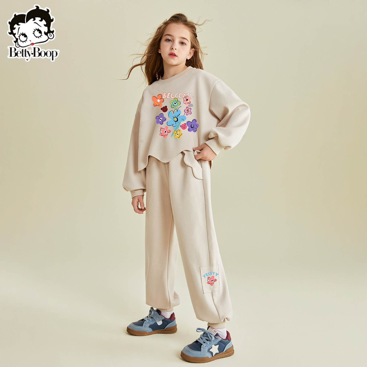 贝蒂女童春季花朵卫衣卫裤套装2026年春款儿童中大童时尚两件套,淘宝优惠券,粉丝福利购,淘宝优惠卷