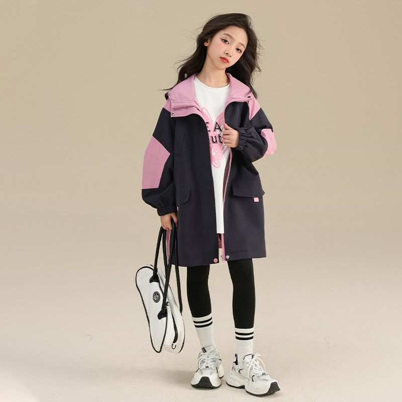 贝蒂女童防风风衣外套2026春季春款韩女大童儿童中长款冲锋外套,淘宝优惠券,粉丝福利购,淘宝优惠卷
