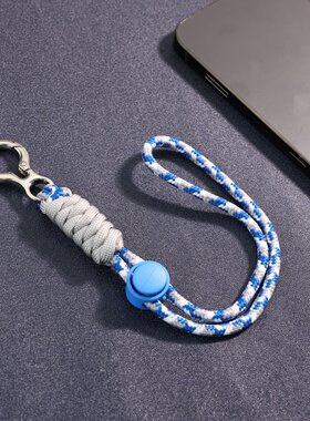 蓝色绳手腕调节挂带球拍弹簧扣钥匙扣适配公仔挂饰随身小包小挂链