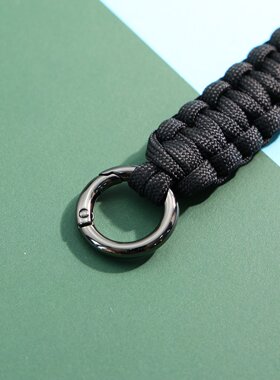 纯黑编织双扣连接钥匙扣短款挂绳背包挂饰侧挂小配件 diy手机挂绳