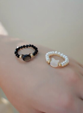 治愈天然白蝶贝纯银戒指