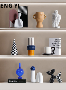 诚艺侘寂风民宿中古电视柜摆件