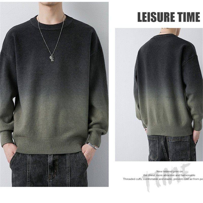 2025新款秋冬男士毛衣渐变色圆领潮牌青少年一体绒针织休闲打底衫,淘宝优惠券,粉丝福利购,淘宝优惠卷
