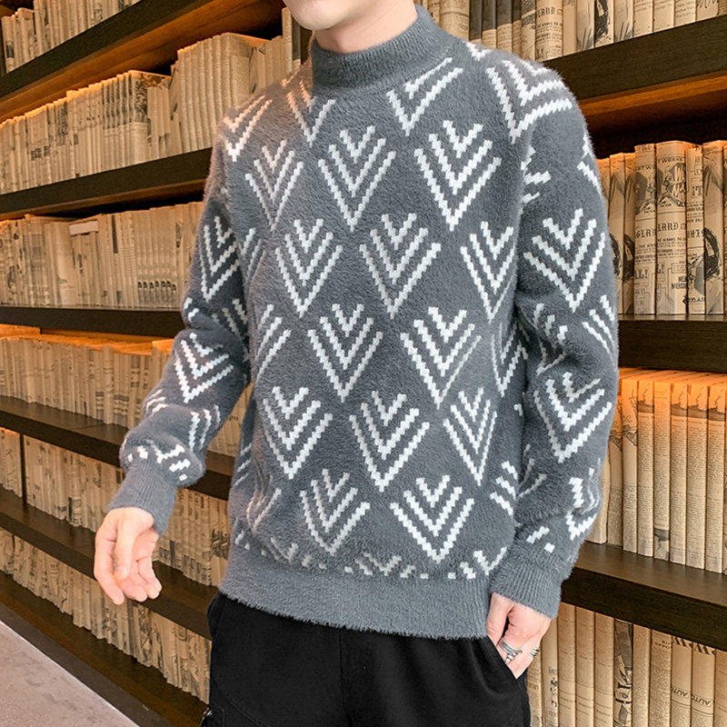 半高领海马毛衣男士秋冬季加绒加厚中领针织衫打底衫青少年线衣服,淘宝优惠券,粉丝福利购,淘宝优惠卷
