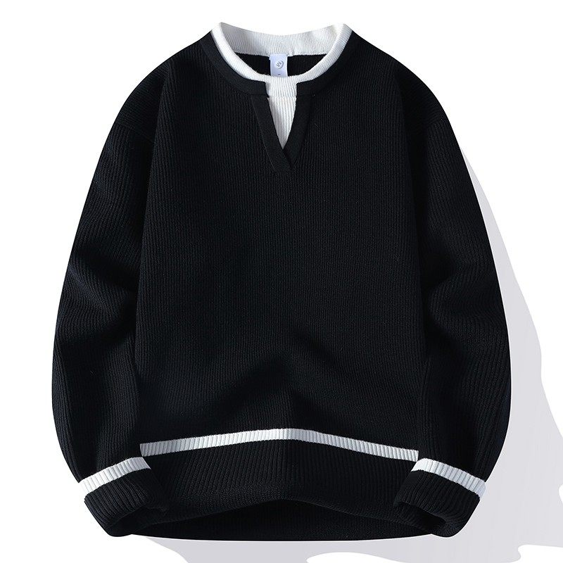 红色假两件双层V领毛衣男冬款本命年蛇年针织衫青少年冬装上衣服,淘宝优惠券,粉丝福利购,淘宝优惠卷