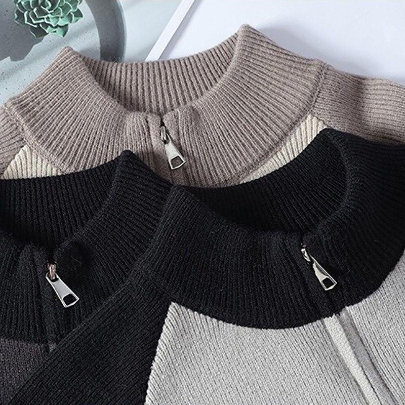 高级感半拉链高领毛衣男冬季加厚毛线衣服青少年撞色插肩袖针织衫,淘宝优惠券,粉丝福利购,淘宝优惠卷