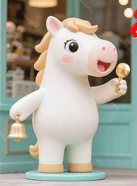 网红打卡造景卡通生肖马雕塑摆件