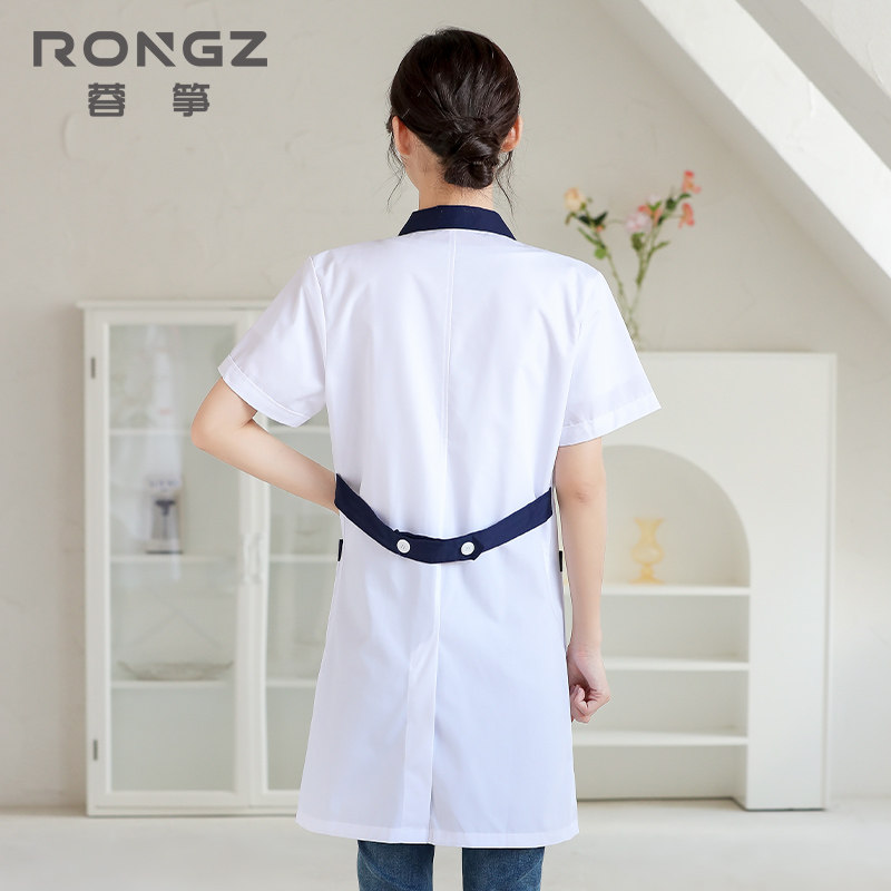 韩版长袖美容院夏季薄短袖白大褂 蓉筝医护制服