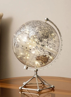 现代简约创意透明地球仪摆件轻奢发光家居客厅酒柜电视柜办公室