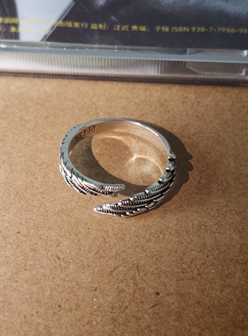 天使翅膀做旧复古羽毛戒指