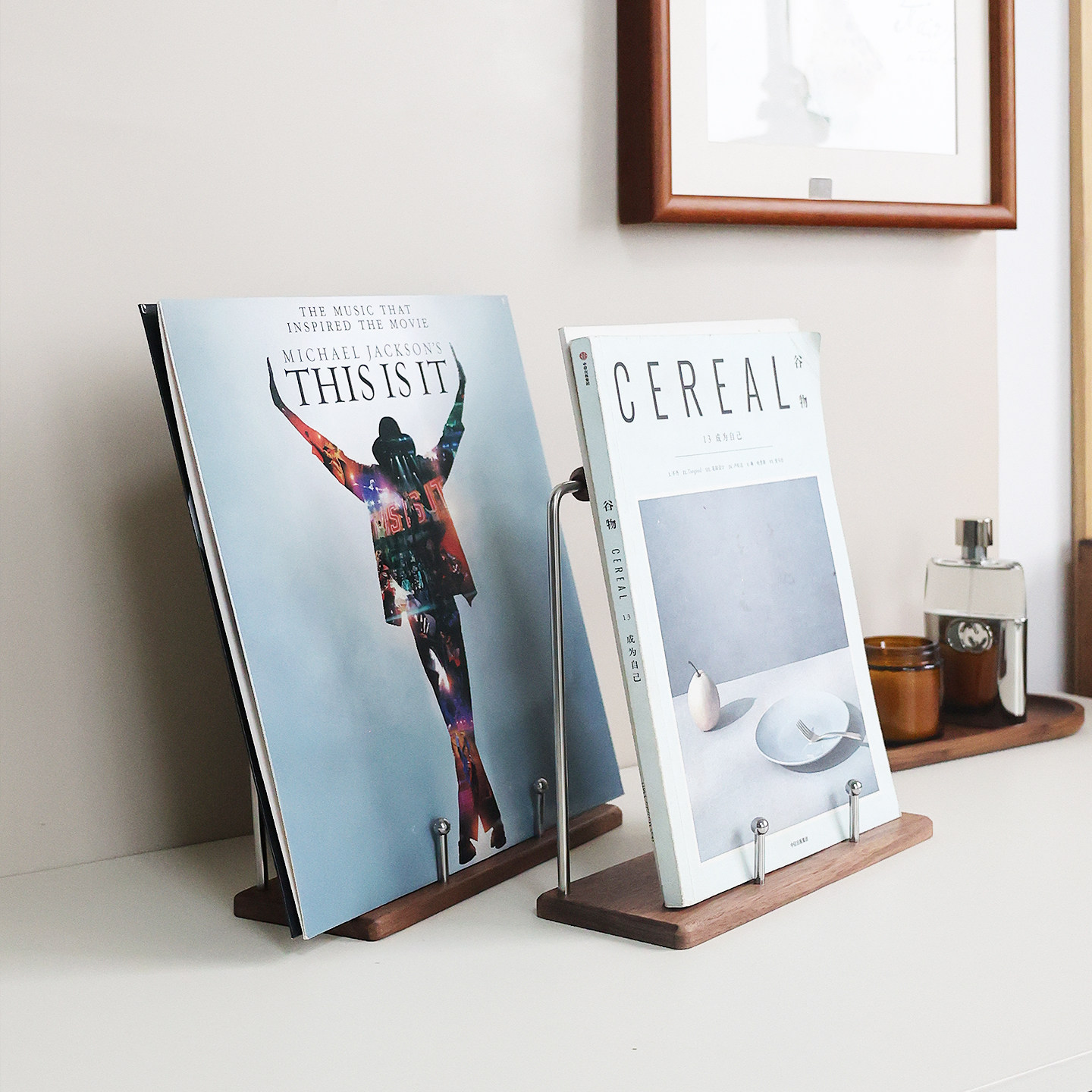 胡桃木黑胶照片放置架桌面海报杂志展示收纳架CD整理摆放支架实木,淘宝优惠券,粉丝福利购,淘宝优惠卷