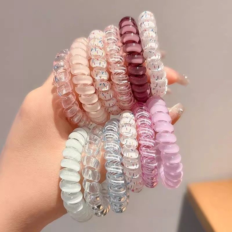 磨砂电话线发圈女高弹力耐用扎头发橡皮筋头绳2024马尾不伤发头饰,淘宝优惠券,粉丝福利购,淘宝优惠卷