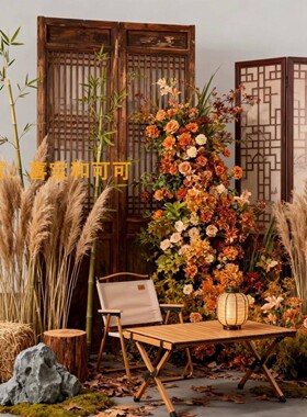 秋季仿真花艺中秋月亮橱窗美陈