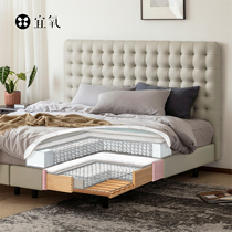 Pleasant Oxygen Stars Subbed Solid Wood Spring Bed Case Genuine Leather Bed Minima Light Lavish Double Suspended Bed Atmospheric Leather Bed