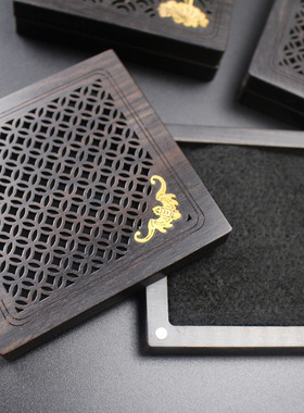 紫光檀盘香炉家居卧香炉盘黑檀木炉沉香檀香盘香香盒沉香摆件