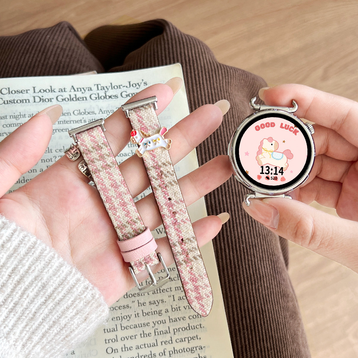 适用小米watchs4手表带创意毛呢xiaomi watch 5新款皮质智能运动watchs4sport手表链3腕带41mm专用高级感女生,淘宝优惠券,粉丝福利购,淘宝优惠卷