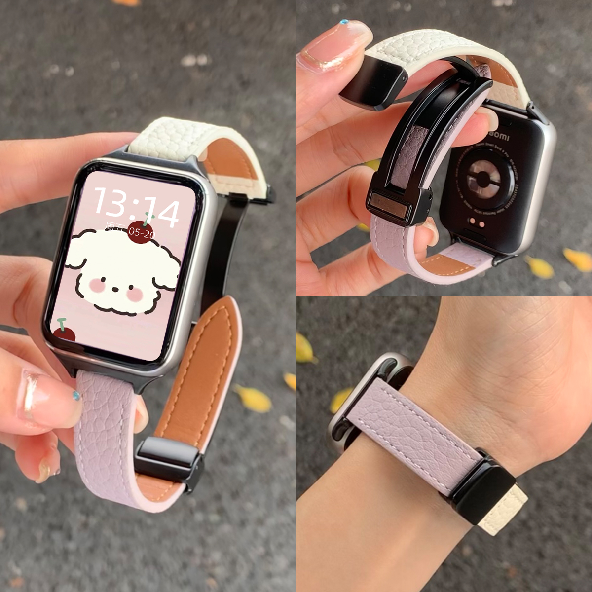 适用华为watch fit4手表带创意荔枝纹4pro新款智能运动腕表watchfit3手表链女生2腕带真皮高级感系列女款夏天 - 图2