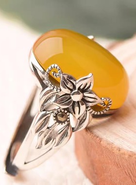 天然黄玉髓戒指霸气13mmx18mm戒