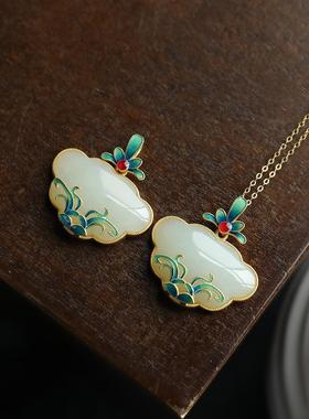 和田玉项链女纯银中国风项链