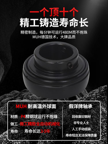 德国进口MUH满珠耐高温外球面轴承UC204 205 206 207 208 209 210 - 图1
