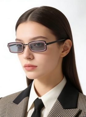 长方形窄框双色UV400防晒墨镜