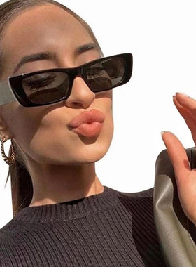 墨镜荧光绿朋克风窄框太阳眼镜