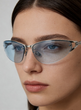 半框环绕UV400防紫外线墨镜